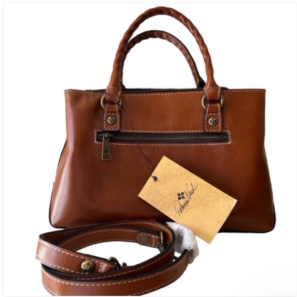 NEW Patricia Nash Heritage Angela Convertible Cross Body‎ Satchel Brown Leather - Picture 2 of 12